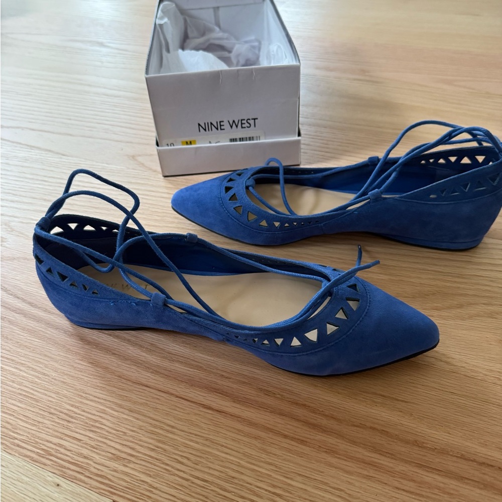 Nine West Women's Blue Lace-Up Flats - Picture 3 of 4